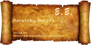 Beretzky Berill névjegykártya